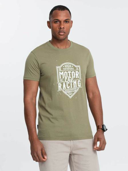 Ombre Clothing Tricou verde imprimat pentru bărbați Ombre Clothing