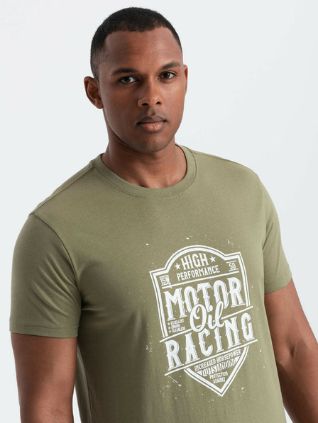 Ombre Clothing Tricou verde imprimat pentru bărbați Ombre Clothing
