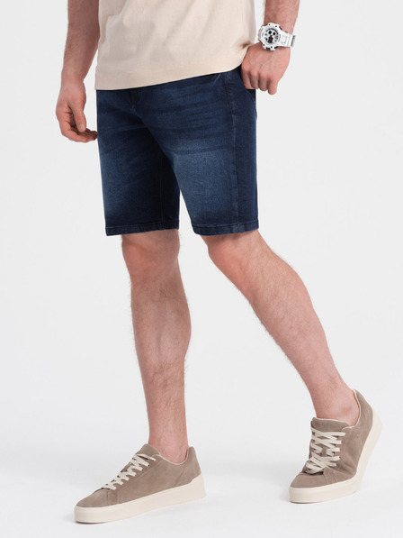 Ombre Clothing Pantaloni scurți din denim albastru închis pentru bărbați Ombre Clothing