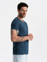 Ombre Clothing Tricou albastru cu gât rotund din bumbac pentru bărbați Ombre Clothing