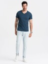 Ombre Clothing Tricou albastru cu gât rotund din bumbac pentru bărbați Ombre Clothing