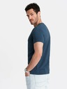 Ombre Clothing Tricou albastru cu gât rotund din bumbac pentru bărbați Ombre Clothing