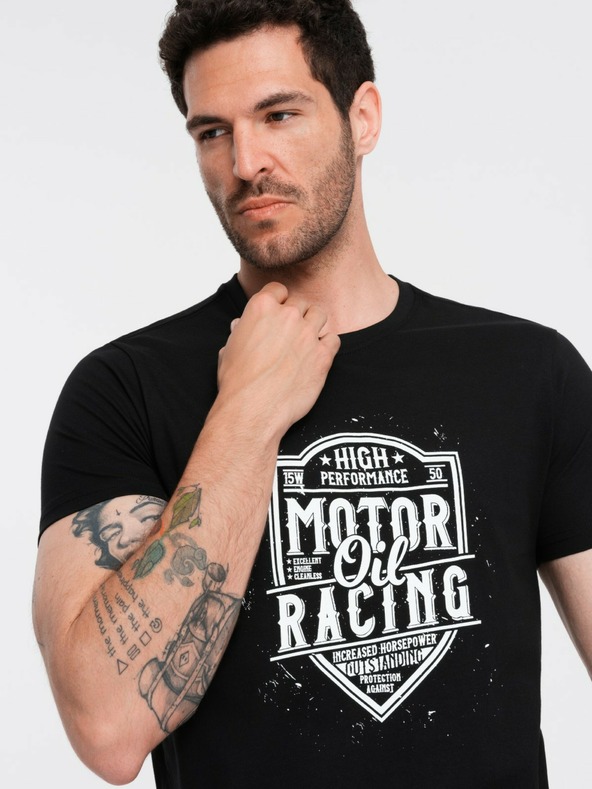 Ombre Clothing Tricou imprimat negru pentru bărbați Ombre Clothing
