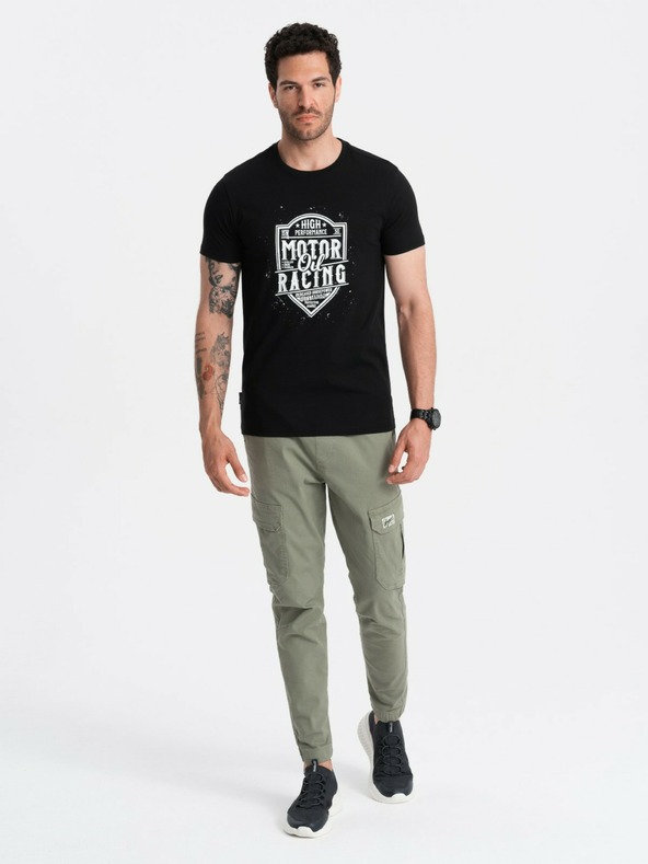 Ombre Clothing Tricou imprimat negru pentru bărbați Ombre Clothing