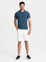 Ombre Clothing Tricou polo basic albastru pentru bărbați Ombre Clothing