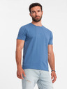 Ombre Clothing Tricou albastru pentru bărbați cu broderie delicată Ombre Clothing