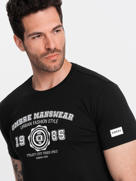 Ombre Clothing Tricou imprimat negru pentru bărbați Ombre Clothing