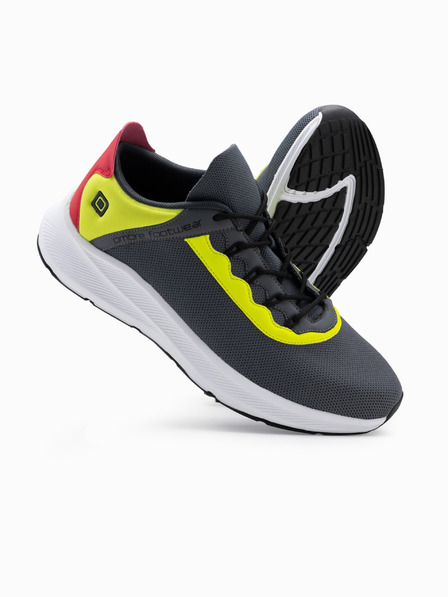 Ombre Clothing Adidași gri închis pentru bărbați cu tălpi neon Ombre Clothing