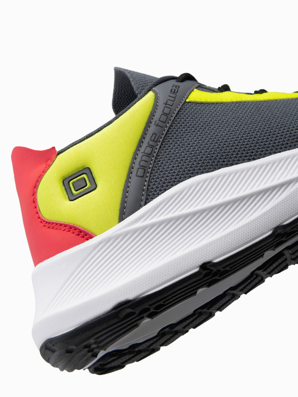 Ombre Clothing Adidași gri închis pentru bărbați cu tălpi neon Ombre Clothing