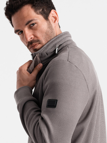 Ombre Clothing Jachetă bărbătească gri cu guler înalt cu interior din fleece Ombre Clothing
