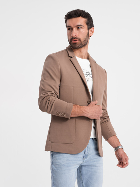 Ombre Clothing Blazer bărbătesc bej cu buzunare Ombre Clothing