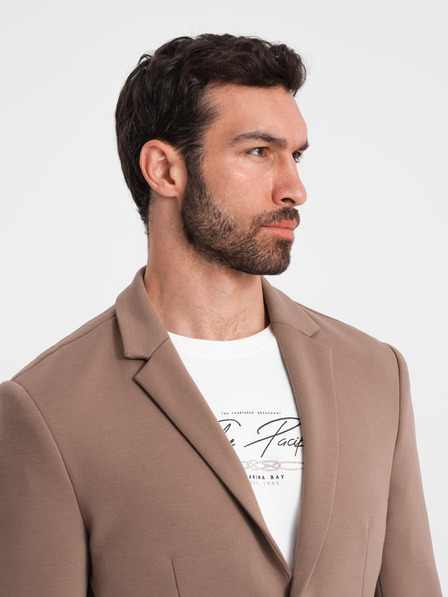 Ombre Clothing Blazer bărbătesc bej cu buzunare Ombre Clothing