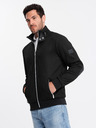 Ombre Clothing Jachetă neagră pentru bărbați cu guler înalt și interior din fleece Ombre Clothing