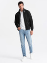 Ombre Clothing Jachetă neagră pentru bărbați cu guler înalt și interior din fleece Ombre Clothing