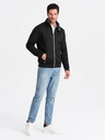 Ombre Clothing Jachetă neagră pentru bărbați cu guler înalt și interior din fleece Ombre Clothing