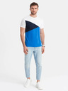 Ombre Clothing Tricou din bumbac alb și albastru pentru bărbați Ombre Clothing