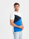 Ombre Clothing Tricou din bumbac alb și albastru pentru bărbați Ombre Clothing