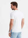 Ombre Clothing Tricou din bumbac alb și albastru pentru bărbați Ombre Clothing