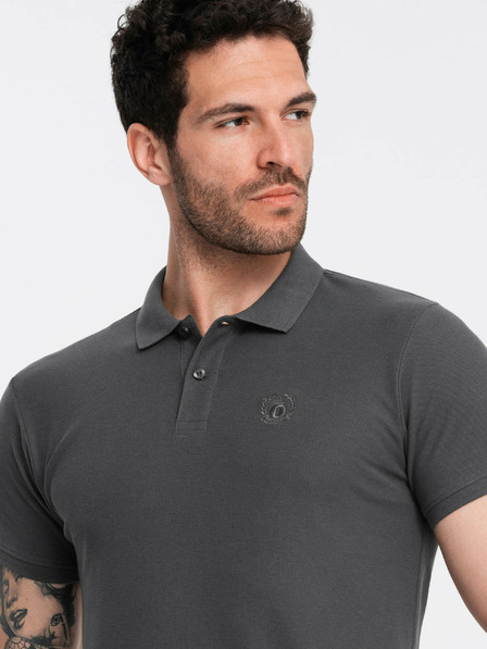 Ombre Clothing Tricou polo de bază pentru bărbați gri Ombre Clothing