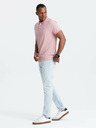 Ombre Clothing Tricou polo bărbătesc melange cu guler în dungi Ombre Clothing