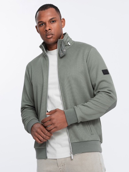 Ombre Clothing Jachetă kaki pentru bărbați cu guler înalt și interior din fleece Ombre Clothing