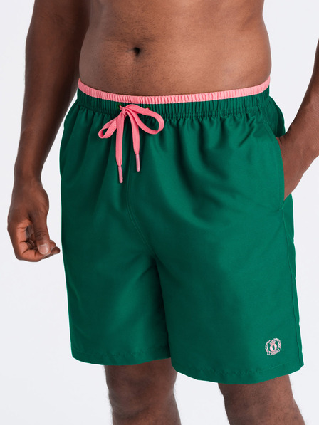 Ombre Clothing Costum de baie verde cu nervuri pentru bărbați Ombre Clothing