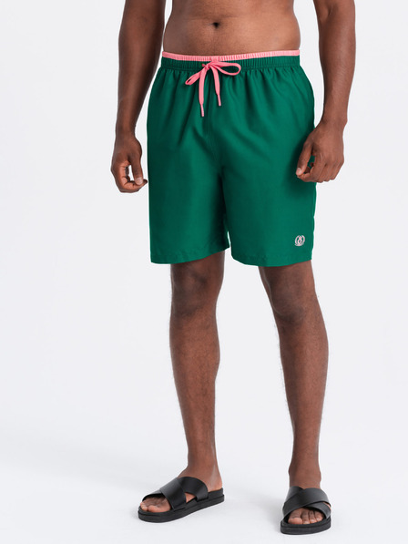 Ombre Clothing Costum de baie verde cu nervuri pentru bărbați Ombre Clothing