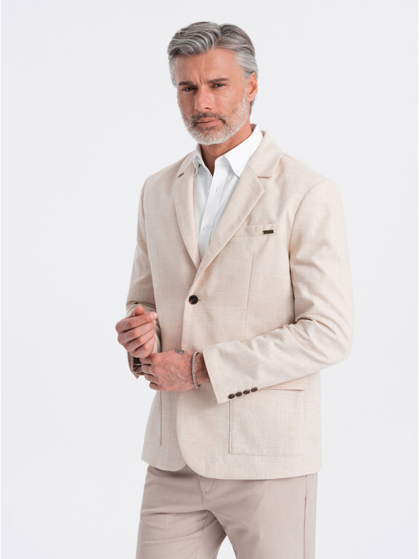 Ombre Clothing Blazer crem pentru bărbați Ombre Clothing