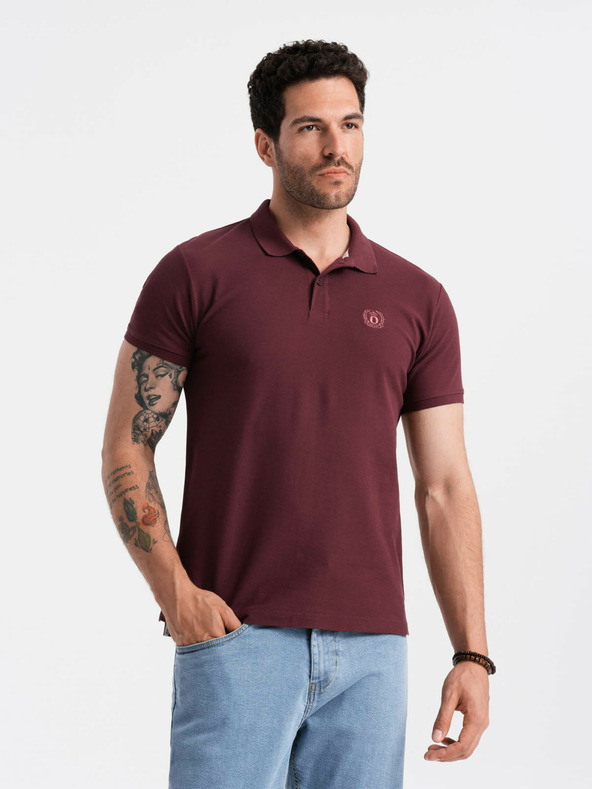 Ombre Clothing Tricou polo de bază pentru bărbați Burgundy Ombre Clothing