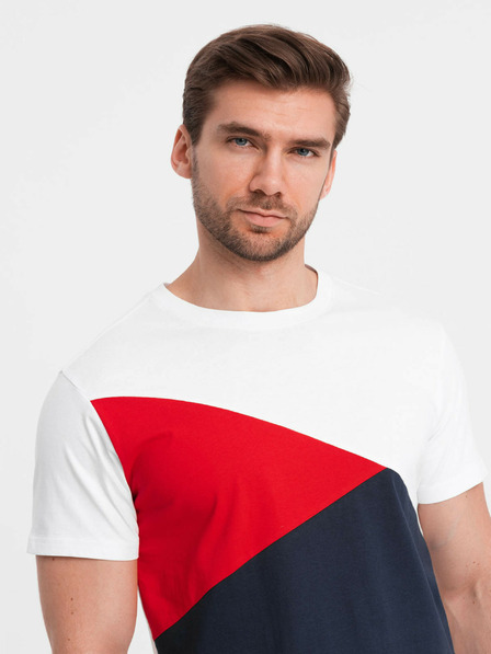 Ombre Clothing Tricou din bumbac roșu și alb pentru bărbați Ombre Clothing