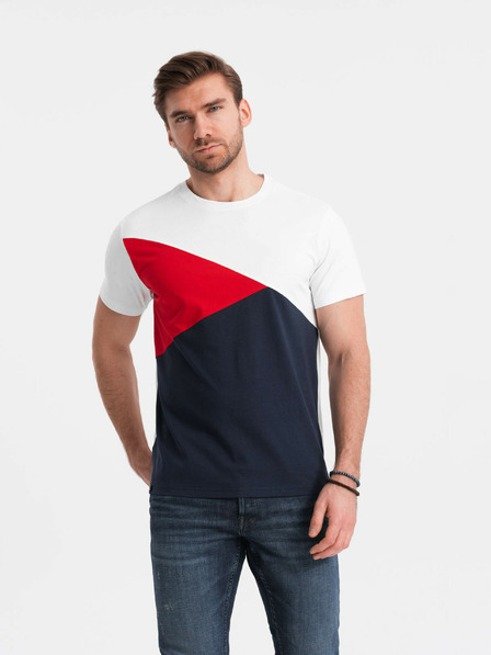 Ombre Clothing Tricou din bumbac roșu și alb pentru bărbați Ombre Clothing