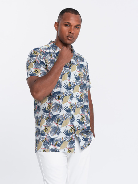 Ombre Clothing Tricou alb cu model cu mânecă scurtă pentru bărbați Ombre Clothing