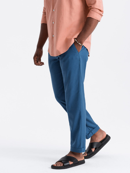 Ombre Clothing Pantaloni chino albaștri pentru bărbați cu lenjerie Ombre Clothing