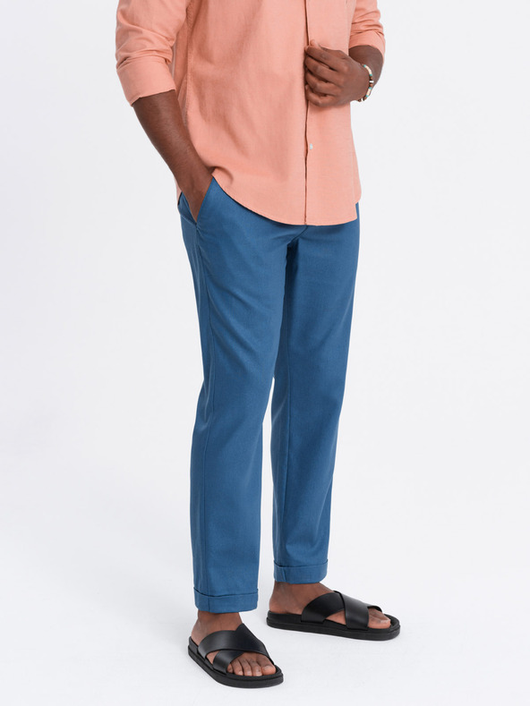 Ombre Clothing Pantaloni chino albaștri pentru bărbați cu lenjerie Ombre Clothing