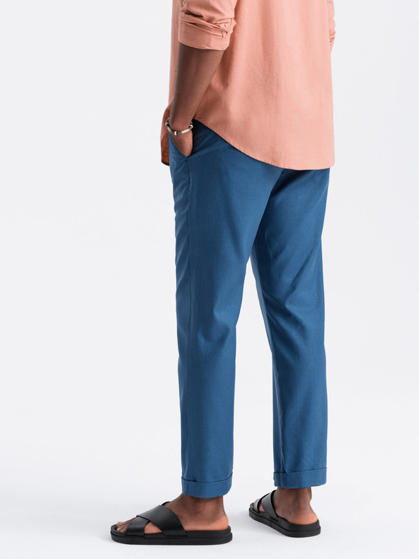 Ombre Clothing Pantaloni chino albaștri pentru bărbați cu lenjerie Ombre Clothing