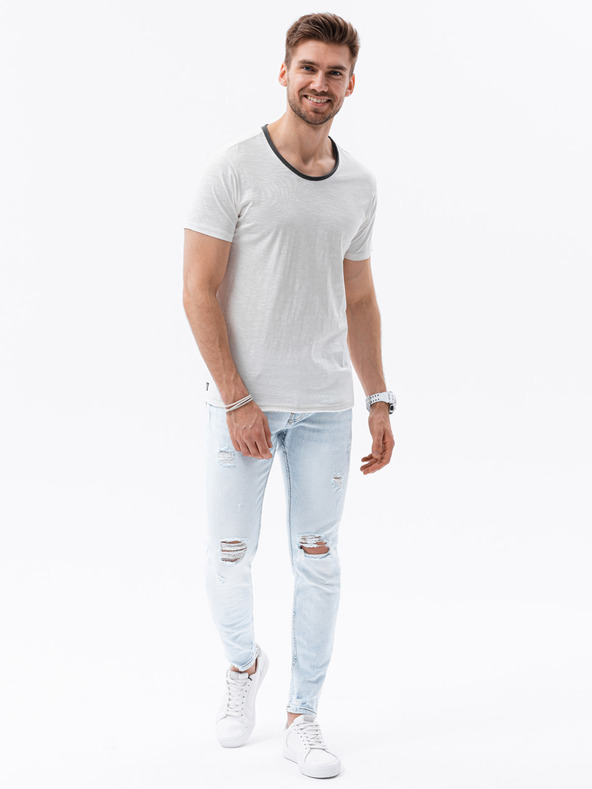 Ombre Clothing Tricou crem pentru bărbați Ombre Clothing