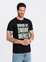 Ombre Clothing Tricou negru din bumbac pentru bărbați Ombre Clothing