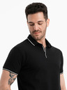Ombre Clothing Tricou polo negru fără nasturi pentru bărbați Ombre Clothing