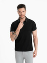 Ombre Clothing Tricou polo negru fără nasturi pentru bărbați Ombre Clothing