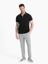 Ombre Clothing Tricou polo negru fără nasturi pentru bărbați Ombre Clothing