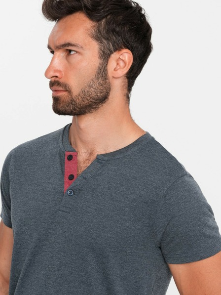 Ombre Clothing Tricou bărbătesc albastru cu gât rotund Ombre Clothing