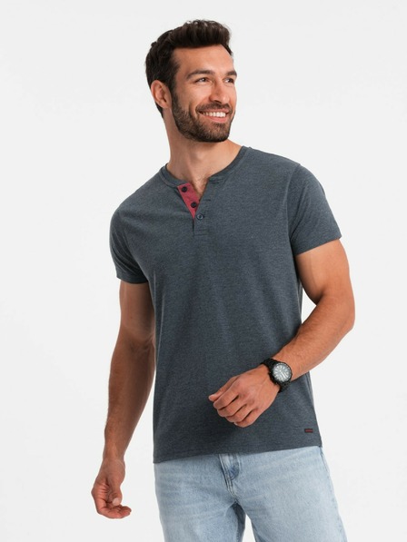 Ombre Clothing Tricou bărbătesc albastru cu gât rotund Ombre Clothing