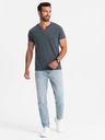 Ombre Clothing Tricou bărbătesc albastru cu gât rotund Ombre Clothing