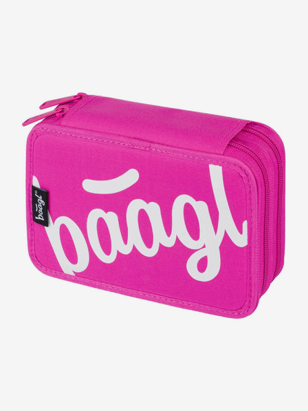 BAAGL  Creionieră școlară roz cu două niveluri logo roz Baagl