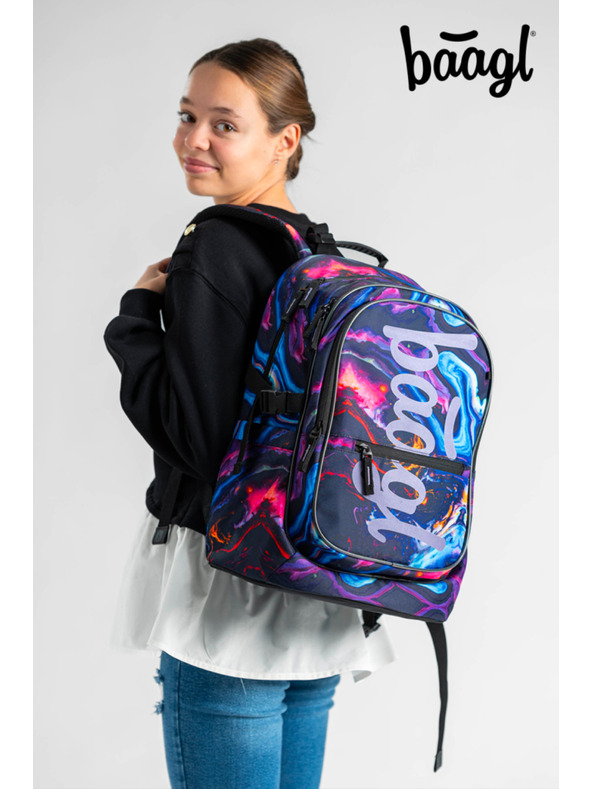 BAAGL  Set școlar violet - rucsac, penar, geantă Baagl Core Marble
