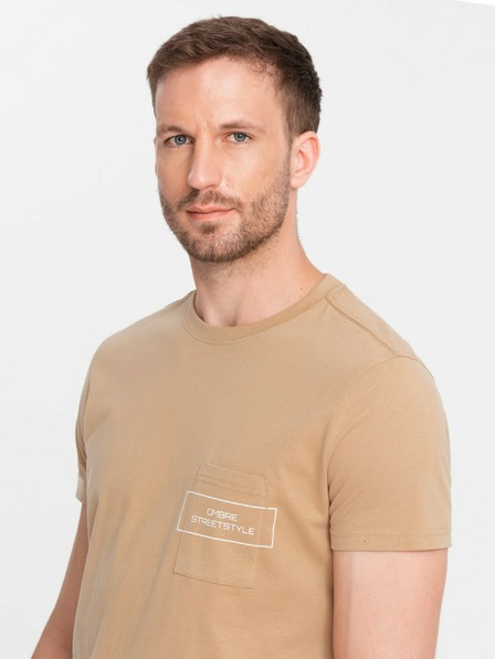 Ombre Clothing Tricou de bumbac pentru bărbați cu buzunar imprimat Ombre Streetstyle Ombre Îmbrăcăminte Ombre