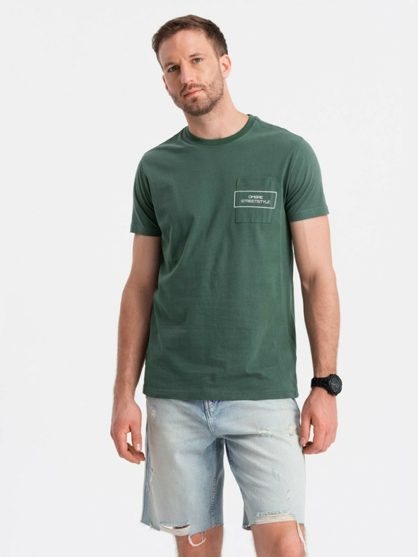 Ombre Clothing Tricou de bumbac pentru bărbați cu buzunar imprimat Ombre Streetstyle Ombre Îmbrăcăminte Ombre