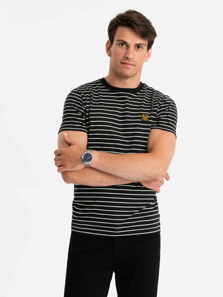 Ombre Clothing Tricou bărbătesc cu dungi și petice Ombre Clothing