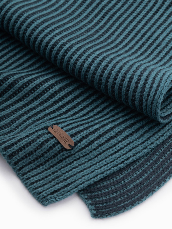 Ombre Clothing Eșarfă bărbătească tricotată cu dungi în două tonuri albastru închis Ombre Clothing