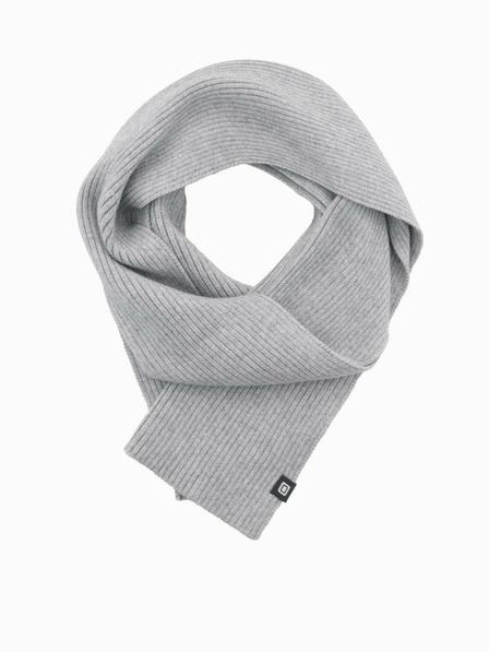 Ombre Clothing Eșarfă tricotată cu nervuri de culoare solidă pentru bărbați gri Ombre Clothing